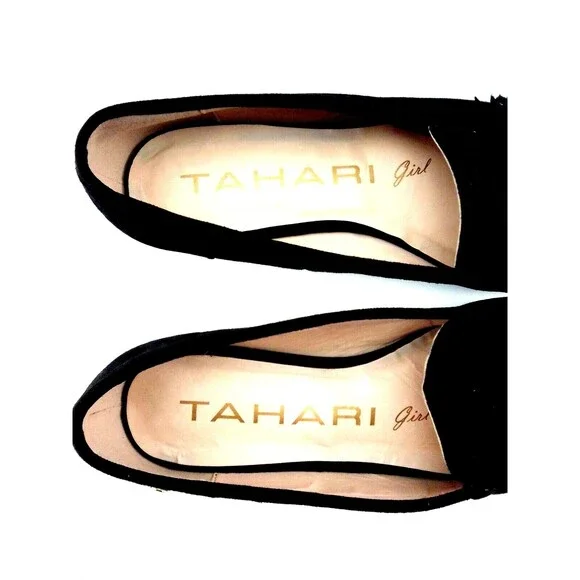 Tahari Girl Alessia Women's Tassel  Black Suede Loafers Size 9 - Picture 7 of 7